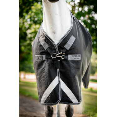 Capa Horseware Rambo 1680D Turnout 50g Preto / tempestade / cinza prateado