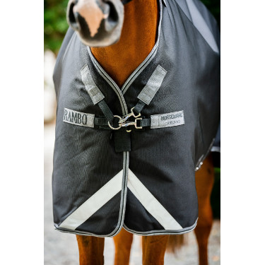 Capa Horseware Rambo 1680D Turnout 50g Preto / tempestade / cinza prateado