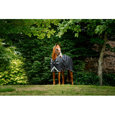 Capa Horseware Rambo 1680D Turnout 50g Preto / tempestade / cinza prateado