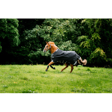 Capa Horseware Rambo 1680D Turnout 50g Preto / tempestade / cinza prateado