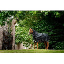Capa Horseware Rambo 1680D Turnout Plus 100g Preto / tempestade / cinza prateado