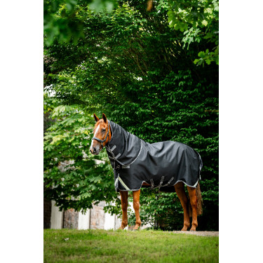 Capa Horseware Rambo 1680D Turnout Plus 100g Preto / tempestade / cinza prateado