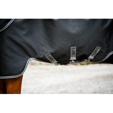 Capa Horseware Rambo 1680D Turnout Plus 100g Preto / tempestade / cinza prateado