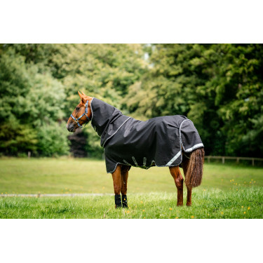 Capa Horseware Rambo 1680D Turnout Plus 100g Preto / tempestade / cinza prateado