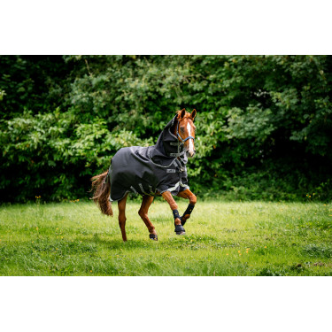 Capa Horseware Rambo 1680D Turnout Plus 100g Preto / tempestade / cinza prateado