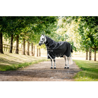 Capa Horseware Rambo 1680D Turnout Plus 100g Preto / tempestade / cinza prateado