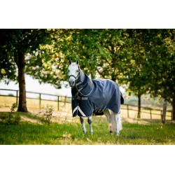 Capa Horseware Rambo 1680D Turnout Plus 100g Marinho / tempestade / cinza prateado Azul-marinho