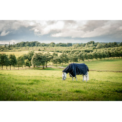 Capa Horseware Rambo 1680D Turnout Plus 100g Marinho / tempestade / cinza prateado Azul-marinho