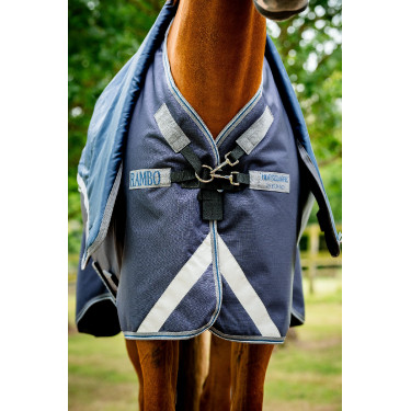 Capa Horseware Rambo Duo Ripstop Plus Turnout Bundle (100g + 100g + 200g) Marinho / tempestade / cinza prateado Azul-marinho