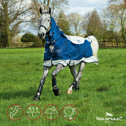 Capa Horseware Rambo Summer Series V-Front Marinho / cinza Azul Capa Horseware Rambo Summer Series V-Front Marinho / cinza Azul