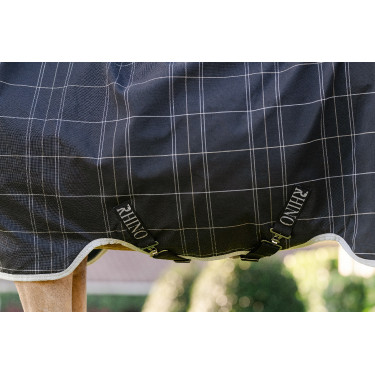 Cobertura Horseware Rhino Wug Poney Turnout 250g VL Preto / xadrez branco cinza Cobertura Horseware Rhino Wug Poney Turnout 250g VL Preto / xadrez branco cinza