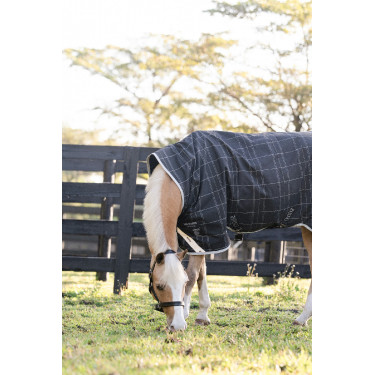 Cobertura Horseware Rhino Wug Poney Turnout 250g VL Preto / xadrez branco cinza Cobertura Horseware Rhino Wug Poney Turnout 250g VL Preto / xadrez branco cinza