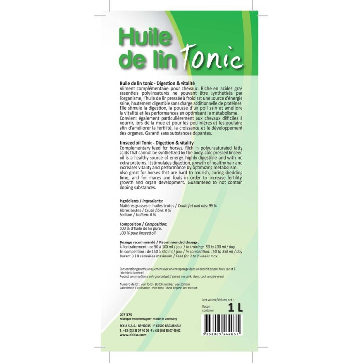 Óleo de linhaça Tonic Hippotonic Óleo de linhaça Tonic Hippotonic