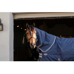 Cobre-pescoço de estábulo Horseware Rhino 200g Preto / cinza titânio / azul clássico