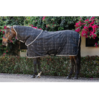 Cobre-pescoço de estábulo Horseware Rhino 200g Preto / xadrez branco cinza