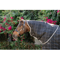 Cobre-pescoço de estábulo Horseware Rhino 200g Preto / xadrez branco cinza