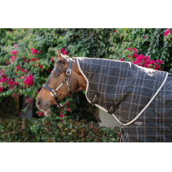 Cobre-pescoço de estábulo Horseware Rhino 200g Preto / xadrez branco cinza
