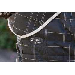 Cobre-pescoço de estábulo Horseware Rhino 200g Preto / xadrez branco cinza