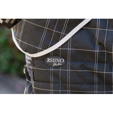Cobre-pescoço de estábulo Horseware Rhino 200g Preto / xadrez branco cinza
