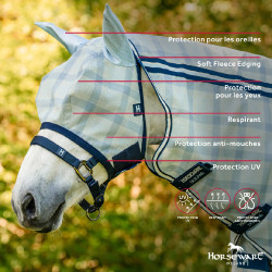 Máscaras anti-moscas Horseware Newmarket Marine witney Azul-marinho Máscaras anti-moscas Horseware Newmarket Marine witney Azul-marinho