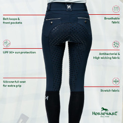 Calça Horseware Newmarket cintura alta com assento completo Marinho / marinho Azul