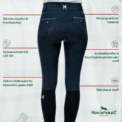 Calça Horseware Newmarket cintura alta com assento completo Marinho / marinho Azul