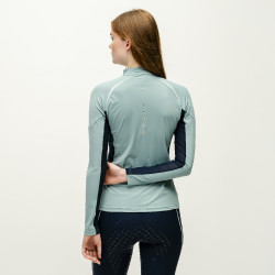 Polo 1/4 zíper Horseware Stamina de mangas compridas Sábio Azul