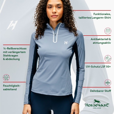Polo 1/4 zíper Horseware Stamina de mangas compridas Polo 1/4 zíper Horseware Stamina de mangas compridas