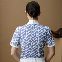 Pólo de competição Horseware AA Alcina de mangas curtas Monograma azul impresso Motivos