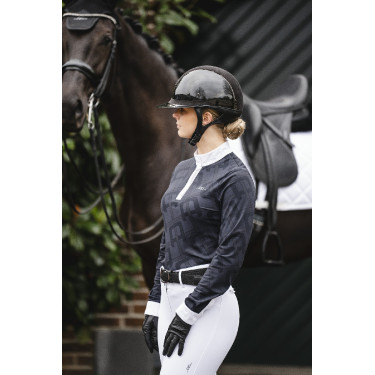 Pólo de competição Horseware AA Alcina de mangas compridas Carvão vegetal Cinzento
