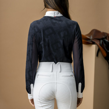 Pólo de competição Horseware AA Alcina de mangas compridas Carvão vegetal Cinzento