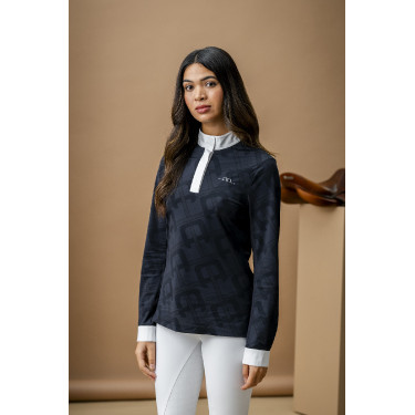 Pólo de competição Horseware AA Alcina de mangas compridas Carvão vegetal Cinzento