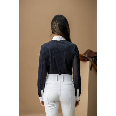 Pólo de competição Horseware AA Alcina de mangas compridas Carvão vegetal Cinzento