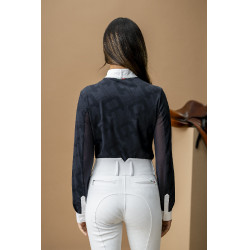 Pólo de competição Horseware AA Alcina de mangas compridas Carvão vegetal Cinzento