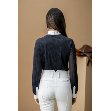 Pólo de competição Horseware AA Alcina de mangas compridas Carvão vegetal Cinzento