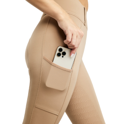 Legging Montar MoElaine logotipo corte a laser full grip feminino Latté Castanho