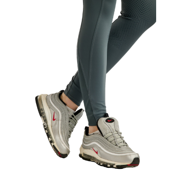 Legging Montar MoZuna Refined Pintucks e cristais gun metal full grip feminino Ardósia escura Cinzento
