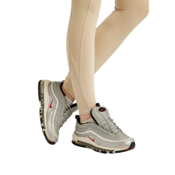 Legging Montar MoZuna Refined Pintucks e cristais gun metal full grip feminino Cinza claro Cinzento