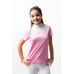 Polo de competição Horze Kaya infantil com strass Begônia rosa Polo de competição Horze Kaya infantil com strass Begônia rosa