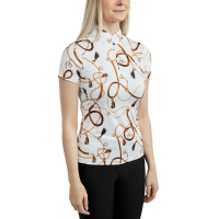 Polo de manga curta Montar estampado Haily Bridle feminino Branco