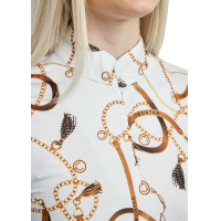 Polo de manga curta Montar estampado Haily Bridle feminino Branco