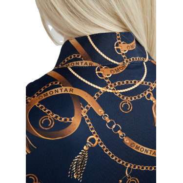 Polo de manga curta Montar estampado Haily Bridle feminino Marinho Azul-marinho