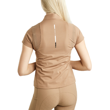 Polo de treino Montar MoStar de mangas curtas com inserções em mesh feminino Polo de treino Montar MoStar de mangas curtas com inserções em mesh feminino