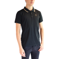 Polo de mangas curtas Montar MoDrake com gola e logotipo contrastantes masculino Preto