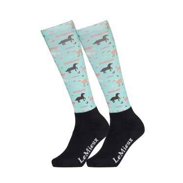 Meias Harlow Mini LeMieux Froostie Pônei estampadas Topázio azul