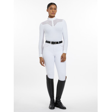 Polo de competição LeMieux Emily de mangas compridas Branco