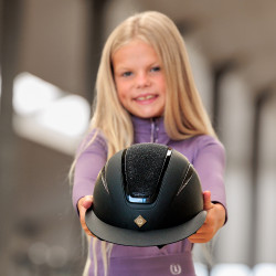 Capacete Imperial Riding Olania Deluxe viseira grande Glitter preto