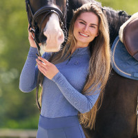 Polo de mangas compridas Imperial Riding Parla feminino Pedra-da-lua Laranja