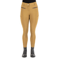 Calça de equitação HV Polo Favourite Sporty FullGrip Palha Castanho