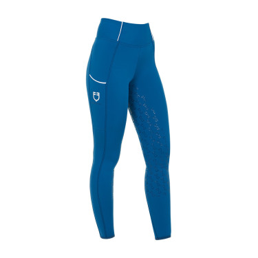 Legging justo feminino com grip completo Classic Equestro Azul coral